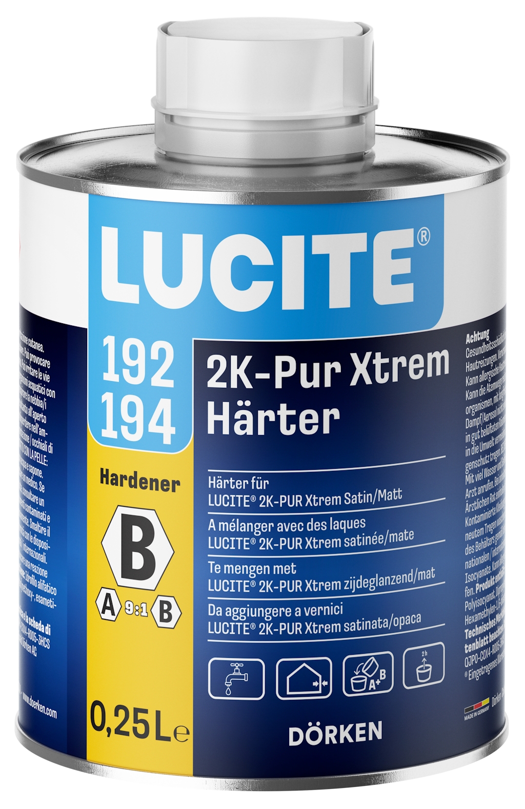 Lucite Verharder 2K-PUR Xtrem 250cc blik