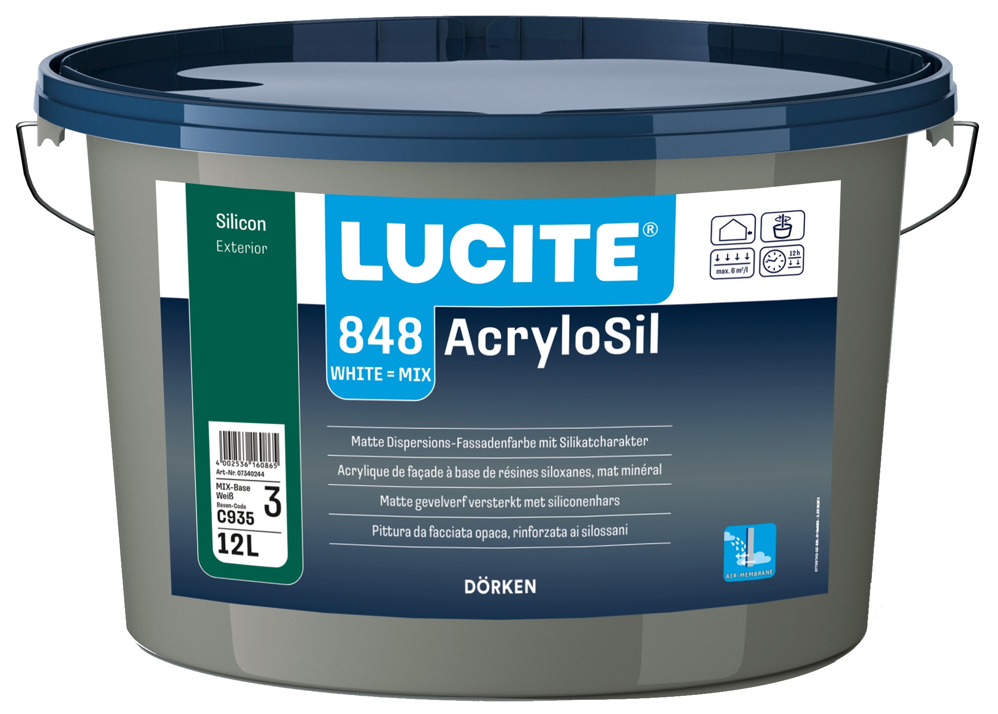 Lucite 848 AcryloSil plus Gevelverf, 12 liter